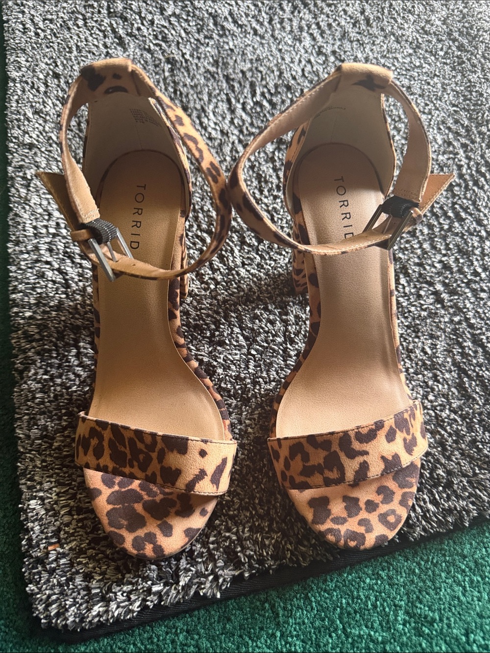 torrid Leopard Print Ankle-Strap Heels - Brown & Black